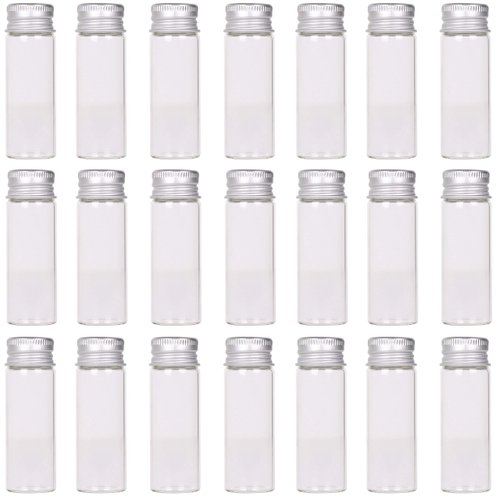 MaxMau 24 Tiny Jars with Aluminum Screw Lids 15ml Small Glass Bottles Clear Mini Vials Metal Caps Top Sample Message Bottle Jewelry Beads Herbs Storing Wedding Favors DIY Decorations