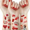 50+ Pieces Valentine Tattoos Temporary for Girls Women Kids, 10 Sheets Love Cupid Heart Romantic Valentine’s Designs Couple Fake Temporary Tattoo Stickers for Valentine's Day Wedding Lover Party Decorations Supplies