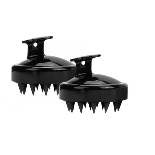 AK2 (Naturally Divine) 2 Pack-Hair Scalp Massager Shampoo Brush, Scalp Scalp exfoliator Brush for Dandruff Removal Hair Scrub Brush for Dry and Wet Hair (Black)
