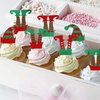 Rsstarxi 24 Pack Christmas Elf Cupcake Toppers Glitter Merry Christmas Santa Hat Elf Legs Cupcake Picks for Merry Christmas Theme New Year Holiday Baby Shower Kids Birthday Party Cake Decorations