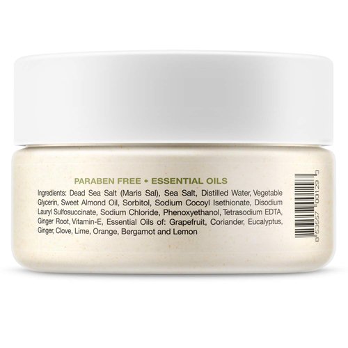 Deluvia Dead Sea Salt Scrub, Moisturizing Gentle Exfoliating Scrub, Creamy Body Wash, Shower Scrub with Sweet Almond Oil, Dead Sea Salts and Essential Oils.