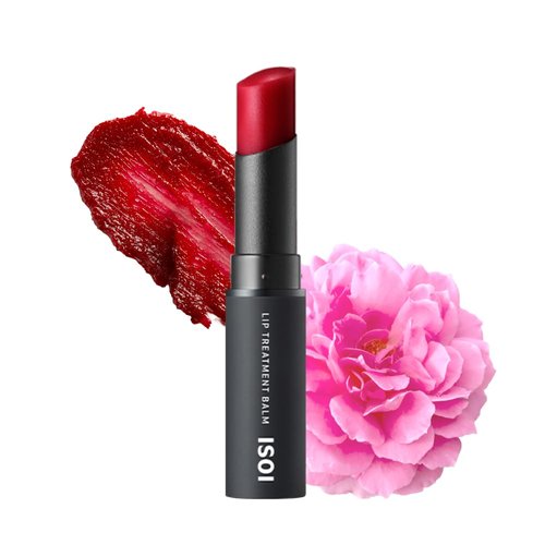 ISOI Bulgarian Rose Lip Treatment Balm Pure Red 5g (0.18oz) | Dewy Gloss Finish Lip Tinted Balm | Korean Lip Moisturizer with Bulgarian Rose Oil for Dry Lips | Non-Sticky Lip Care