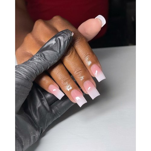 Bellelfin 120Pcs Square Press on Nails Medium, Glossy Square Ombre Fake Nails Full Cover Pink Ombre False Nail Tips Natural Acrylic Nails Press ons for Women Girls Artificial Fingernails