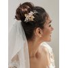 SWEETV Gold Wedding Hair Comb-Handmade Bridal Hair Clip Wedding Hair Accessories for Women