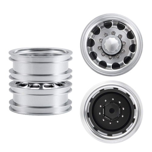 RC-Hub 4pcs Aluminum Alloy Rear Wheel Rims for 1/14 Tamiya Trailer Tractor Truck RC Car