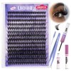 URNNE DIY Lash Extension Kit for Beginners, 280 PCS Fluffy Lash Clusters Kit, 50D Eyelash Extension Kit, 9-16MM Individual Cluster Lashes Glue Remover Tweezers for Eyelash Extensions