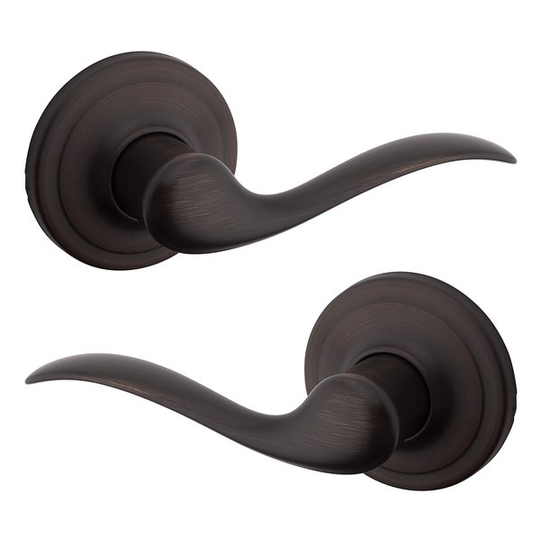 Kwikset Tustin Interior Passage Door Handle, Lever For Closet and Hallway Doors, Reversible Non-Locking Handle Lever, Venetian Bronze, with Microban Protection