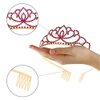 FASOTY Gold Tiara Hot Pink Crystal Crown with Combs Elegant Princess Tiaras and Crowns for Women Girls Rhinestone Headband for Bridal Wedding Birthday Party Prom