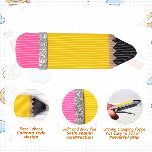Totelux Pencil Hair Clips Back to School Alligator Clips Hair Barrette Cute Yellow Pencil Hairpin Hair Accessories for Toddler Girls Student Kindergarten Teacher 2PCS