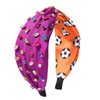 HZEYN Game Day Headband Crystal Rhinestone Knotted Soccer Football Headband Sports Game Party Hair Accessories (Purple Orange Soccer Ball)