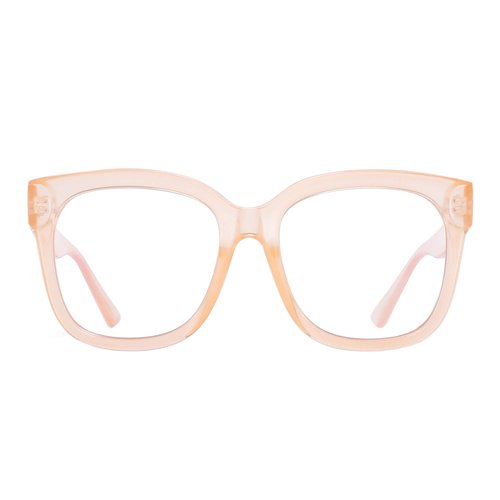 JIM HALO Oversized Blue Light Glasses for Women Square Chunky Bluelight Computer Glasses Reduce Eye Strain Apricot