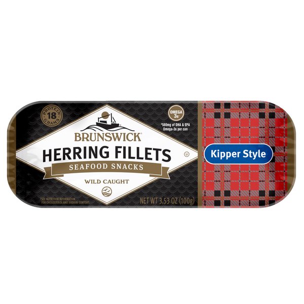 Brunswick Boneless Kipper Style Herring Fillets, 3.53 oz Can - 18g Protein per Serving - Gluten Free, Keto Friendly - Great for Pasta & Seafood Recipes