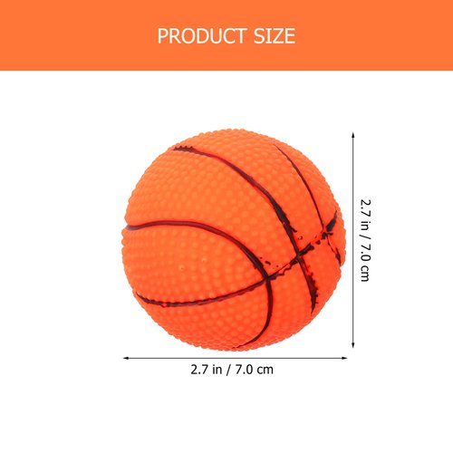 LOGOFUN 5pcs Squeaky Dog Ball Latex Rubber Squeaky Dog Toys Basketball Shape Dog Chew Toy for Small Middle Dogs Puppies