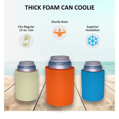 Blank Thick Foam Old School Can Cooler (4 Pack, Black)