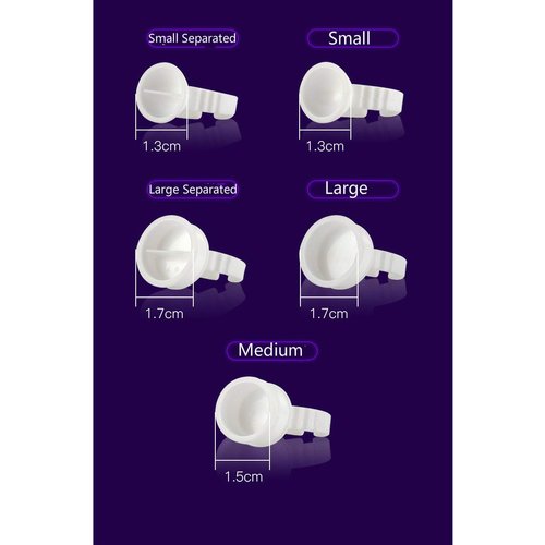 100Pcs 2 Slot Disposable Plastic Nail Art Tattoo Glue Pallet Holder Eyelash Extension Rings Adhesive Pigment Holders Finger Hand Beauty Tools (Small Separated)