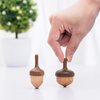 AhfuLife Wooden Spinning Top, Forever Spinning Top with Cute Facial Expression, Wood Physics Relaxation Handmade Gift (Pack of 2)