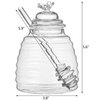 Hedume Honey Jar with Dipper and Lid, Honey Bee Pot, 17oz Glass Beehive Honey Pot for Home Kitchen