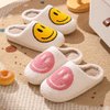 dubuto Smile Face Slippers for Girls Boys, Cute Soft Plush Anti-slip House Kids Girls Slippers with Memory Foam Warmth Cartoon Happy face Shoes for Indoor Outdoor