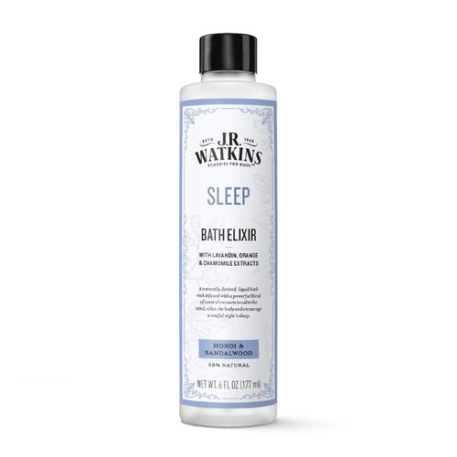 J.R. Watkins Sleep Bath Elixir, Liquid Bath Soak, Monoi & Sandalwood with Natural Extracts, No Salt, No Residue, 6 oz