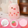 Athoinsu Light Up Strawberry Boba Tea Soft Plush Pillow 10'' Kawaii Milky Tea Stuffed Bubble Animal Toy with LED Lights Birthday Christmas Holiday Valentines Gifts for Kids,Girls,Boys