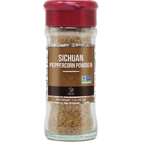 Soeos Sichuan Peppercorn Powder 1oz (28.3g), Non-GMO Verified, Szechuan Peppercorn Powder, Ground Sichuan Green Peppercorns, Green Sichuan Peppercorn Powder, Mapo Tofu Essential Ingredient