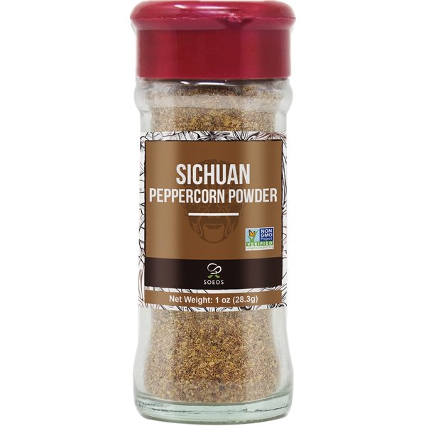 Soeos Sichuan Peppercorn Powder 1oz (28.3g), Non-GMO Verified, Szechuan Peppercorn Powder, Ground Sichuan Green Peppercorns, Green Sichuan Peppercorn Powder, Mapo Tofu Essential Ingredient