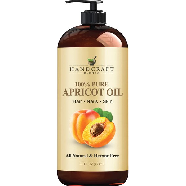 Handcraft Blends Apricot Kernel Oil - 16 Fl Oz - 100% Pure and Natural - Premium Grade Oil for Skin and Hair - Carrier Oil - Hair and Body Oil - Massage Oil - Cold-Pressed and Hexane-Free