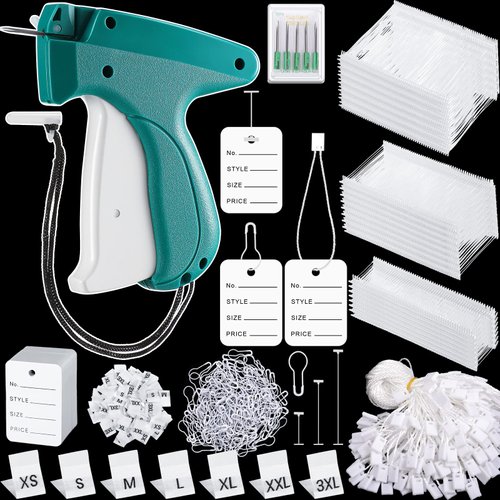 3576 Pcs Tagging Gun Clothes Garment Tag Attacher Kit with Needles Standard Plastic Barbs Fasteners Hang Tag Strings Gourd Safety Pins Retail Price Tags Size Labels for Store Warehouse (White)