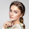 PAGOW 3pcs Double Crystal Side Hair Band, Rhinestone Diamond Vintage Turban Thin Hair Bands Hair Hoops Accessories for Women Girls (Black + Silver + Champagne)