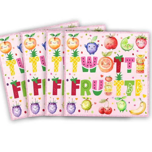 60 Pcs Twotti Frutti Birthday Party Paper Napkins Summer Fruit Disposable Napkins for Luau Fruit Lemon Watermelon Pineapple Strawberry Orange Theme 2nd Birthday Party Decorations Supplies