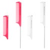 2Pcs Retractable Rat Tail Comb for Parting,Protable Fine Tooth Teasing Comb for Styling,Long Steel Pin Rat Tail Comb for Women Girls Hair Styling(Pink+White)