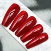 KKUUOO Wine Red Press on Nails Medium Coffin Fake Nails Gradient Design False Nails Shiny Acrylic Nails Full Cover Stick on Nails Christmas Press on Nails for Women Valentine's Day Xmas Manicure