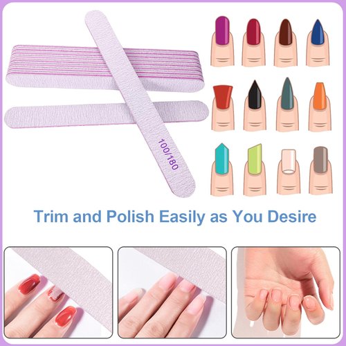 Nail File and Buffer Set (16 Pack), Nail File Kit Professional Nail Files & Buffers Manicure Supplies Filer Buffer for Natural Nails, 100/180 Grit 7 Way Nail Filing Polishing Buffer for Nail Care