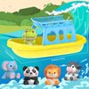 Oriate Bath Toys Set for 1+ Year Old, 5PCS Mold Free Silicone Animal Finger Puppets with BPA Free Boat, Montessori Sensory Learning Water Pool Bathtub Beach Toy, Summer Party Favors for Kids Toddlers