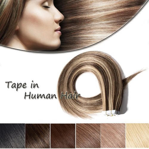 Benehair Remy Tape in Hair Extensions Human Hair Medium Brown&Dark Blonde Seamless Skin Weft Tape in Real Human Hair Extensions Straight Hair 18 Inch 50g #4P27 20 pcs