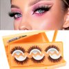 DAODER Self Adhesive Eyelashes Demi Wispies Lashes Natural Look NO Glue Need False Eyelashes 3Pairs Soft Fluffy Reusable with 40 Extra Glue Strips 16mm(Demi Wispies GX03)