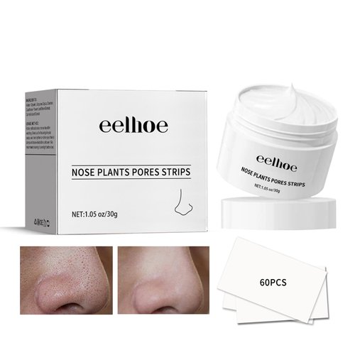 HXLYBD Blackhead Removal, Nose Plants Pore Strips, Peel Off Mask for Nose & Face, Blackheads Cleansing Cream Set, Peel Off Nose Patch, Nose Patch Pore Cleanser (30ml + Nose Strip 60pcs)