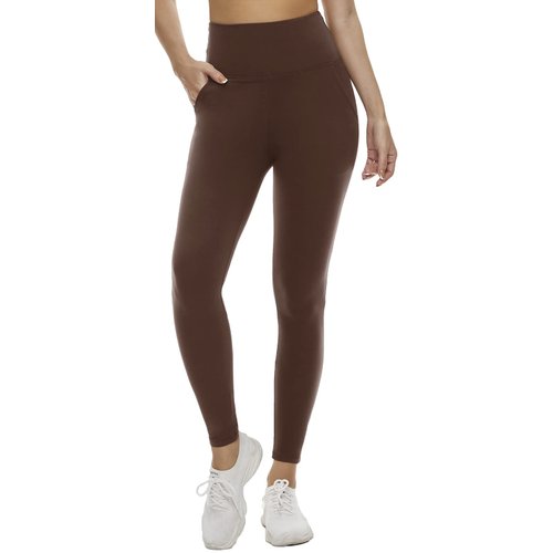 Aoliks Leggings with Pockets for Women - Yoga Pants with Pockets,Soft High Waist Tummy Control Non See Through Workout Pants Brown