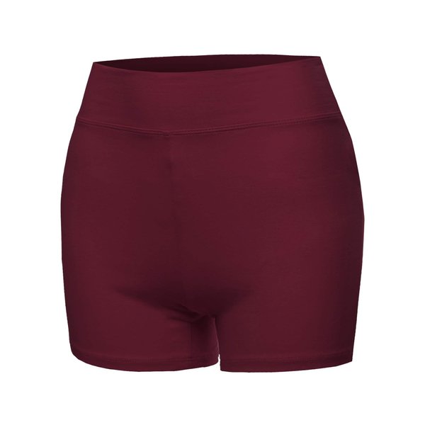 Basic Solid Premium Cotton High Rise Bike Shorts Dark Burgundy 2XL