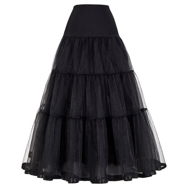 GRACE KARIN Net Bridal Crinoline Petticoat for Wedding Dress (S,Black)