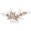 CROWN GUIDE Bridal Hair Comb Clip Pin Rhinestone Pearl Wedding Hair Accessories for Women Brides Bridesmaid Hairpiece Gold