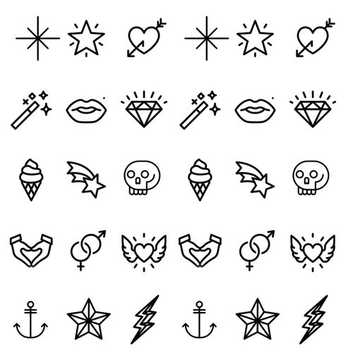 Oottati 2 Sheets Small Tiny Temporary Tattoo Stickers Simple Cross Diamond Lipstick Skull Star Heart Anchor