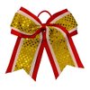 New "CONFETTI DOTS Red Yellow Gold" Cheer Bow Pony Tail 7 Inch Girls Hair Bows Cheerleading Dance Practice Football Games Competition Birthday Grosgrain Ribbon