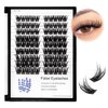 90Pcs 8-18mm Available Grafted Thickness 0.07mm Wide Stem Individual False Eyelashes Dramatic Look Cluster Volume Eye Lashes Extensions (16mm)