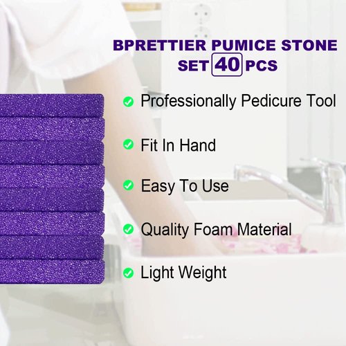 BPrettier Foot Pumice Stone Disposable Pumice Stone for Feet Foot Scrubber Sponge Callus Remove Dead Skin,Pedicure Supplies Nail Salon Home Use 40 PCS