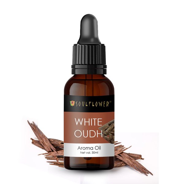 Soulflower Indian White Oudh Aroma Oil, Alcohol Free,Extremely Rare & Exotic Natural Aroma 1 Fl.Oz