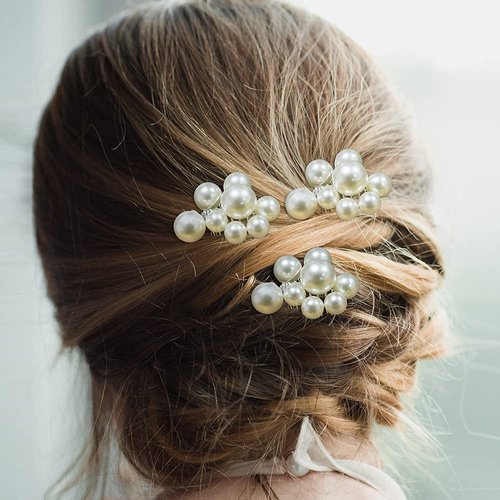 Set of 3 Pearl Hair Accessories, Aegenacess Pearl Hair Comb Silver Hair Pieces for Women Brides and Bridemaids