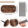 Noverlife 6PCS Leather Hair Barrettes with Stick, Square Shape Hair Clips Hair Slider Pins Ponytail Holders, Hair Accessories Hair Set Clips Hair Barrette with Wood Slide Stick for Women Girls