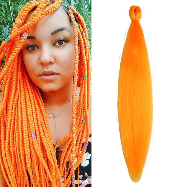 BALINGHAIR Orange Braiding Hair Pre-Stretched Kanekalon High Temperature Synthetic Fiber Braid Hair (A20-1Pack)