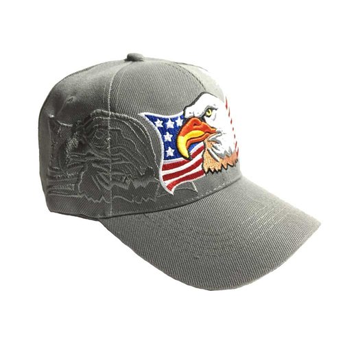 3D Emboridered Patriotic USA American Flag Flying Bird Design Baseball Cap Hat Visor (Dark Grey)